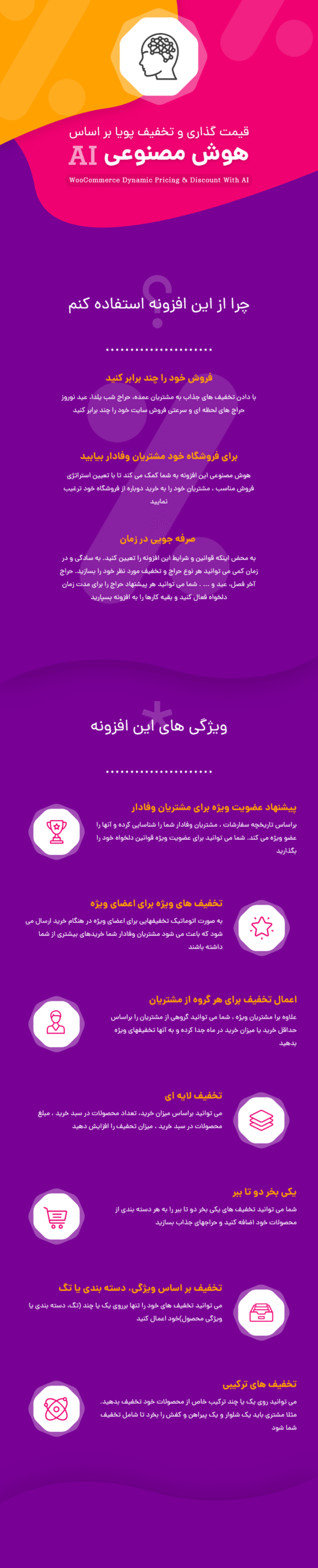 افزونه قیمت گذاری و تخفیف پویا با هوش مصنوعی | WooCommerce Dynamic Pricing Discounts Pro A.I 2 5e70fd46fac83b01d91fd70e.png