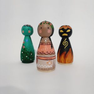 عروسک چوبی مدل سرخپوست ها مجموعه ۳ عددی