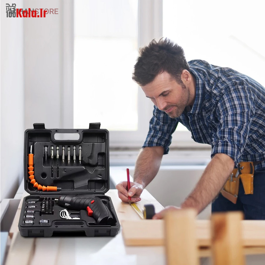 دریل و پیچ گوشتی شارژی 47 تکه 1 دریل و پیچ گوشتی شارژی 47 تکه