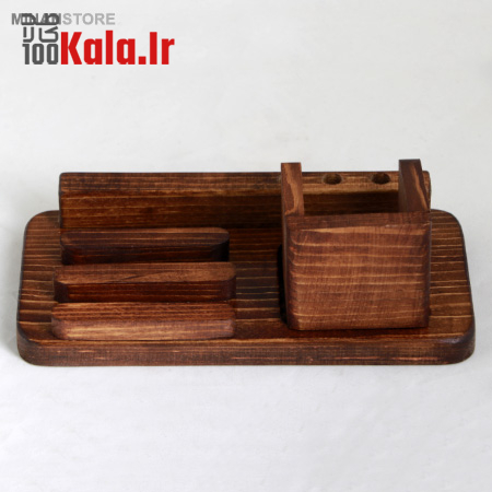 ست رومیزی چوبی جا موبایلی و ساعت 1 ست رومیزی چوبی جا موبایلی و ساعت