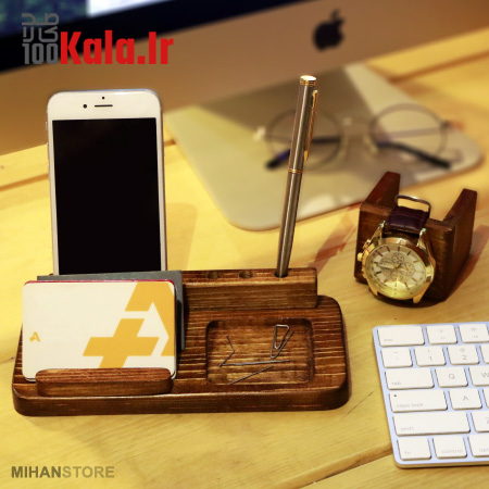 ست رومیزی چوبی جا موبایلی و ساعت 6 ست رومیزی چوبی جا موبایلی و ساعت - Image 6