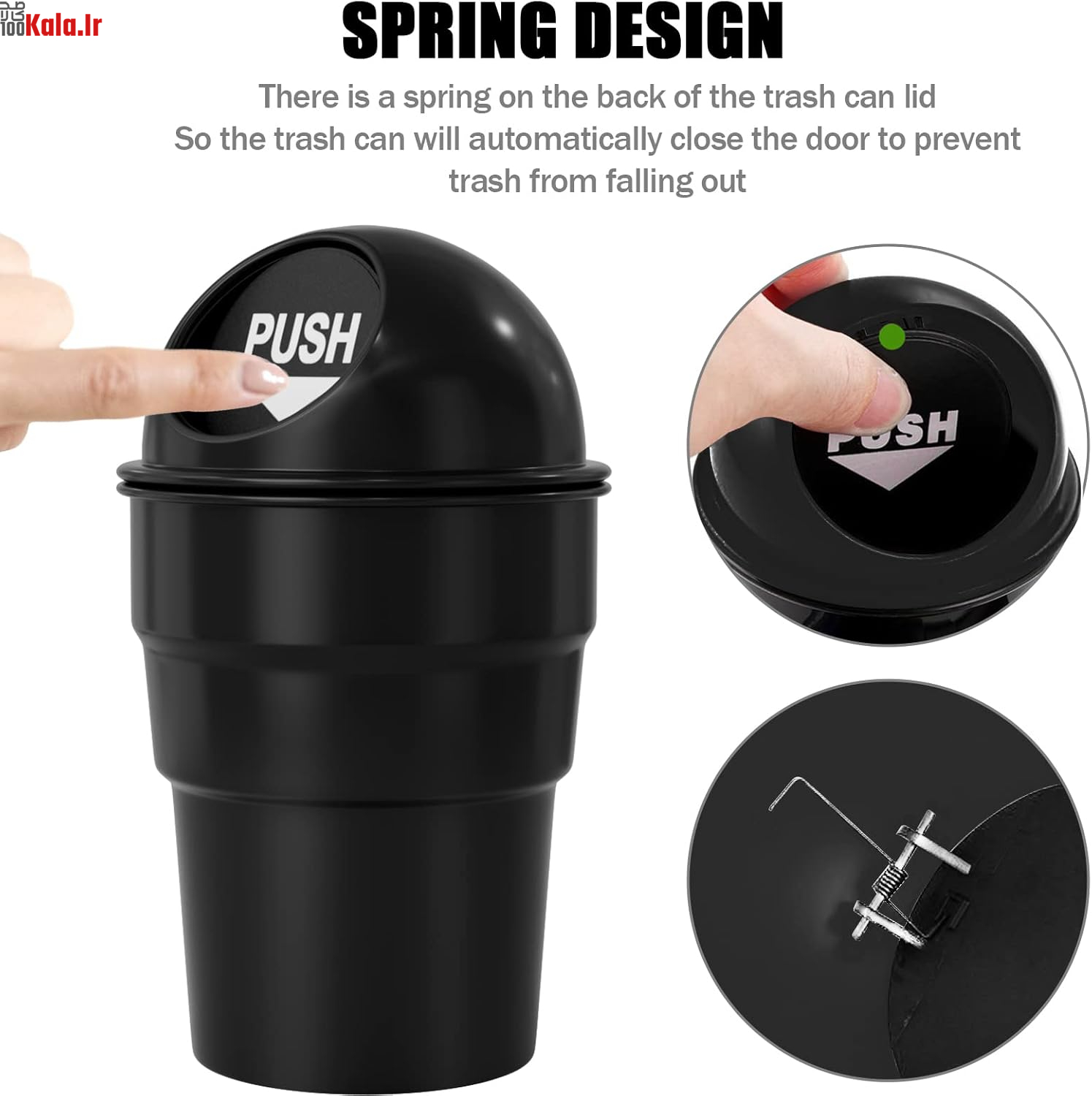 سطل زباله درب دار لیوانی خودرو 2 سطل زباله درب دار لیوانی خودرو - Image 2