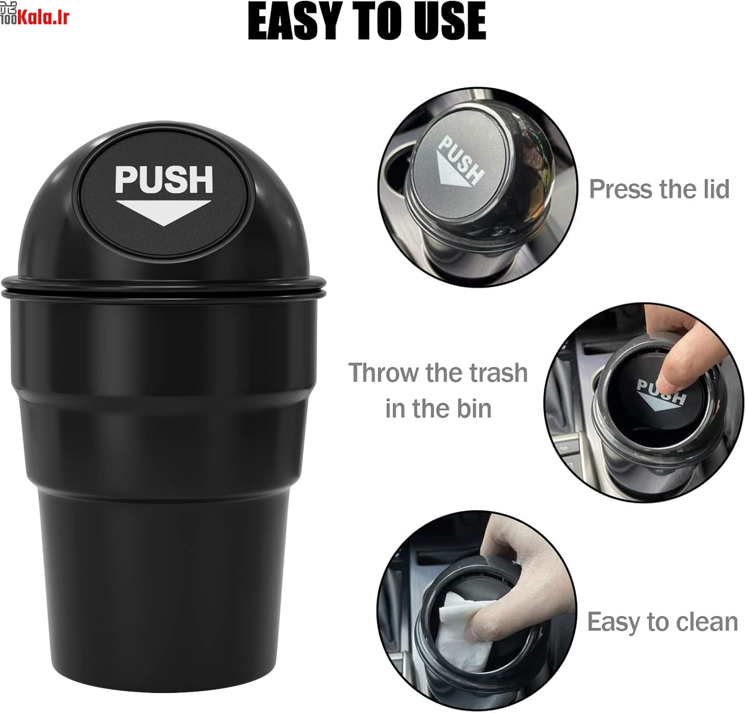 سطل زباله درب دار لیوانی خودرو 3 سطل زباله درب دار لیوانی خودرو - Image 3