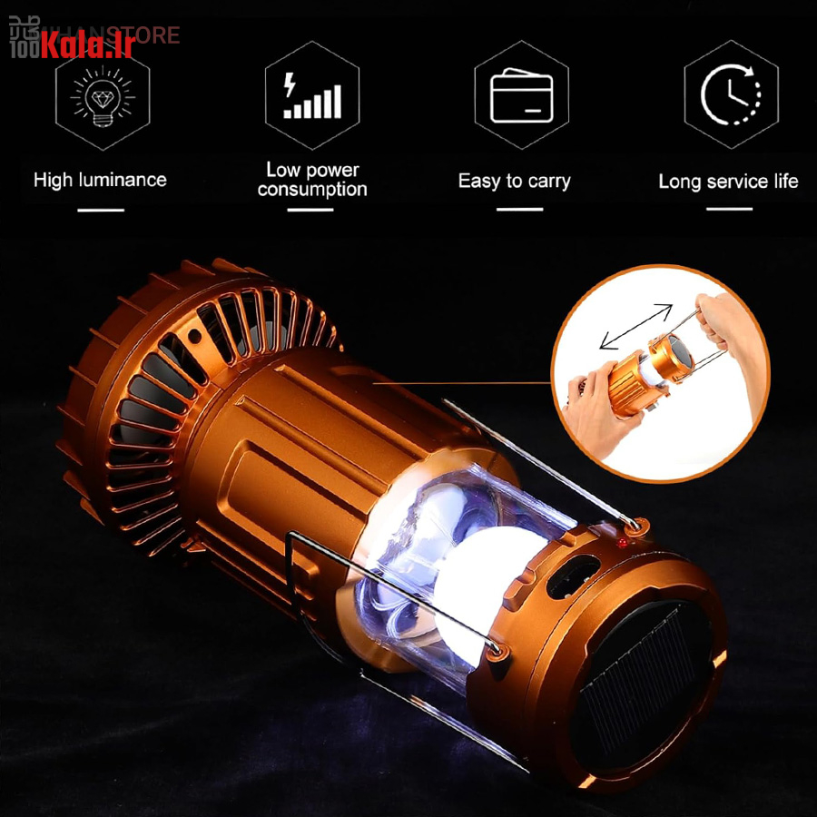 چراغ کمپینگ خورشیدی دارای پنکه و پاوربانک 20 چراغ کمپینگ خورشیدی دارای پنکه و پاوربانک - Image 20