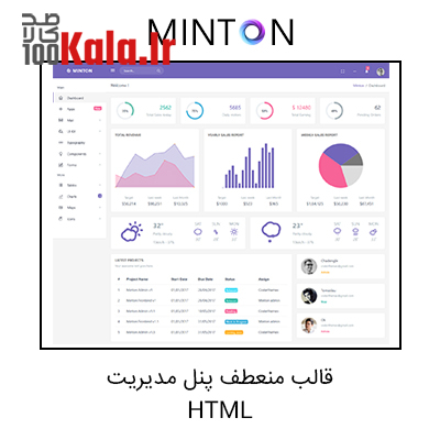 قالب HTML پنل مدیریت مینتون | Minton Admin Template 1 قالب HTML پنل مدیریت مینتون | Minton Admin Template